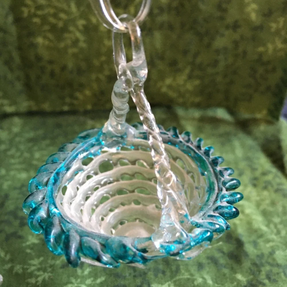 Vintage Glass Basket Shelf Sitter